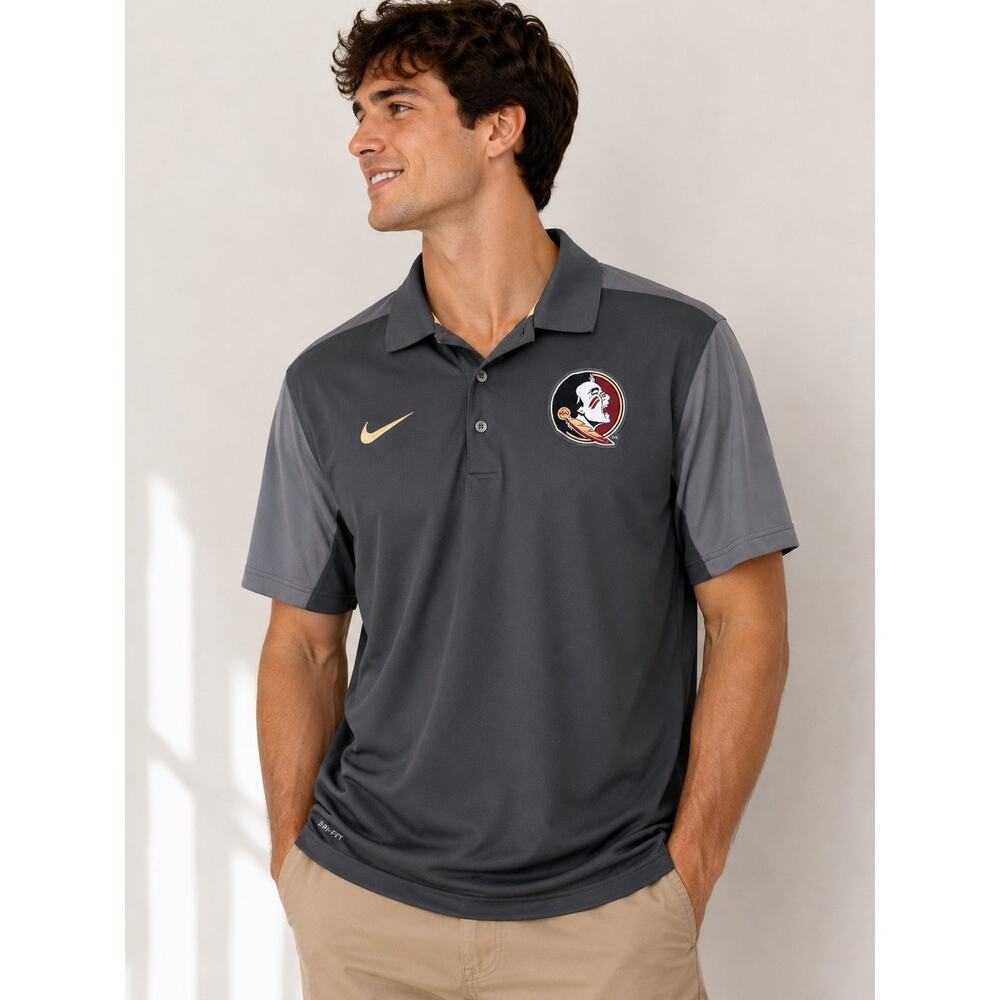 Nike Dri-FIT FSU Seminoles Gray Polo Shirt Men’s Large